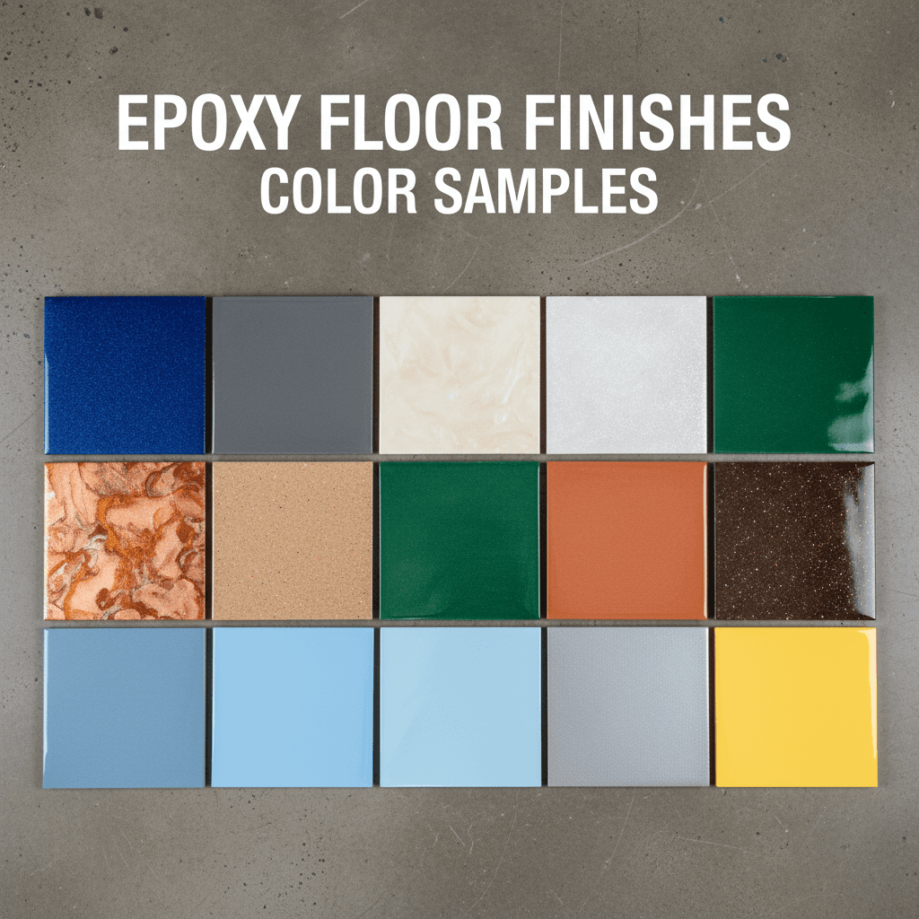 Selection of epoxy floor color and finish options